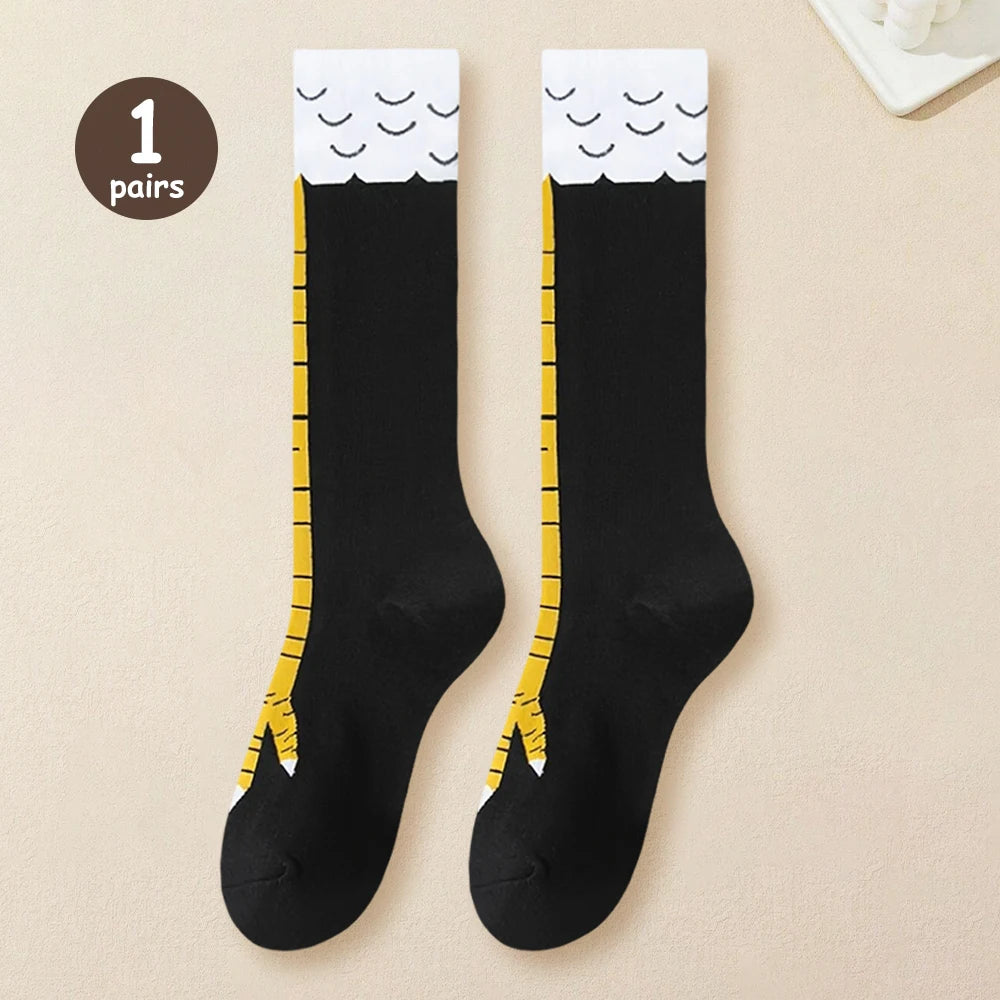 Polyester Spandex Knee High Chicken Claw Novelty Socks