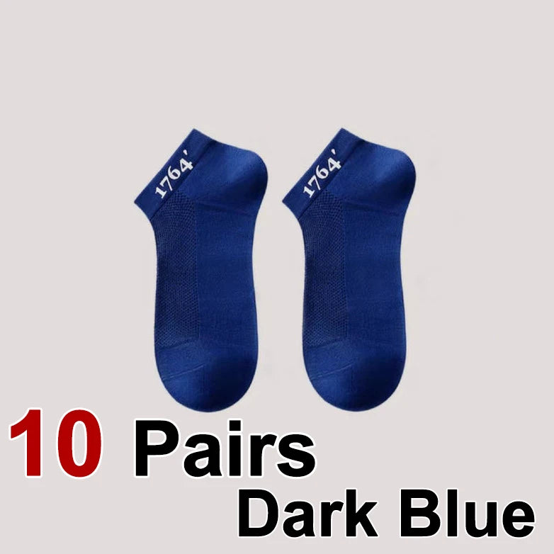 10 Pairs Mens Polyester Elastane Breathable Mesh Ankle Socks