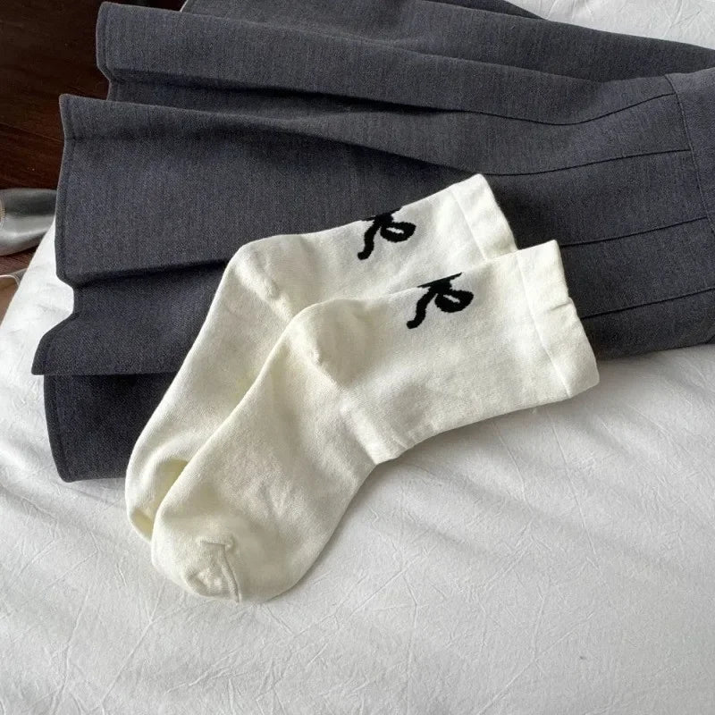 Cotton Bow Detail Crew Socks
