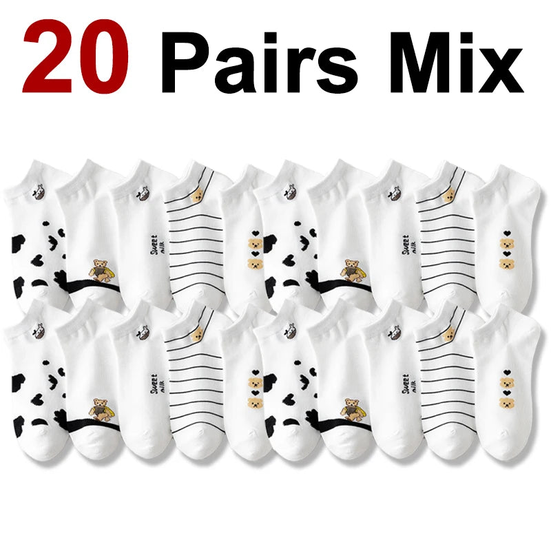 Polyester Elastane Cartoon Print Low Cut Casual Womens Socks