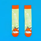 Cotton Blend Cartoon Fox Pattern Mid Tube Unisex Socks
