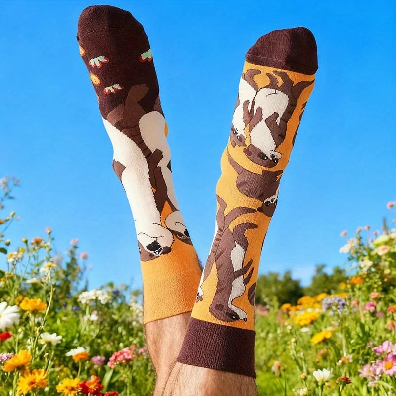 Cotton Blend Otter Print Casual Mid Calf Socks - 3