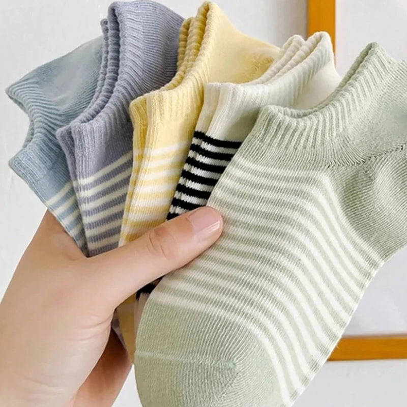 Polyester Elastane Striped Low Cut Casual Socks