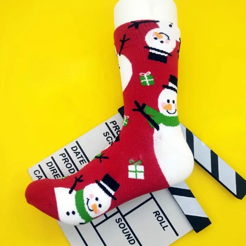 Cotton Christmas Pattern Mid Tube Socks