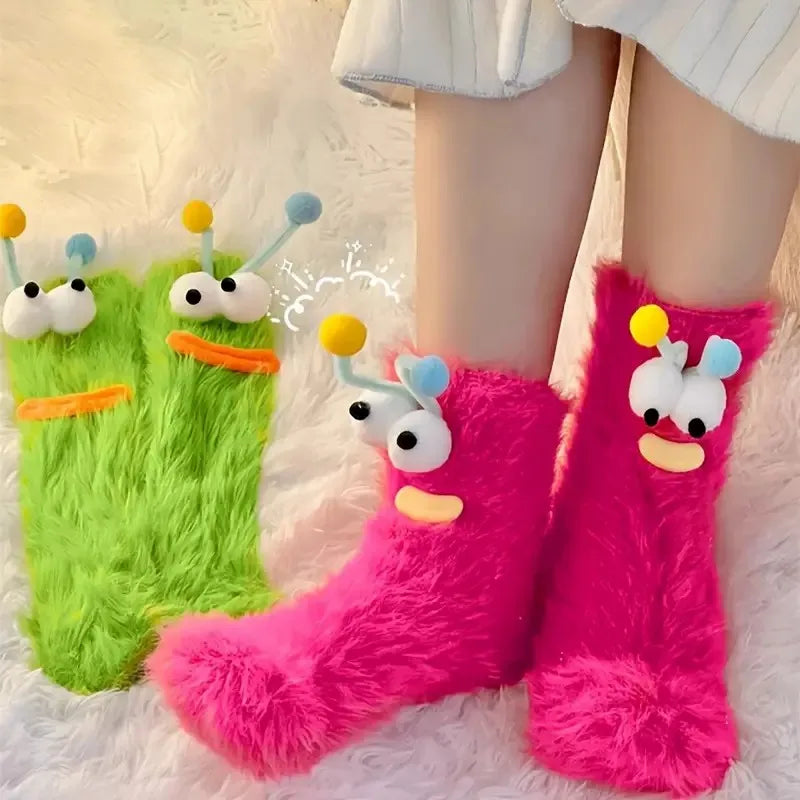 Polyester Elastane Cartoon Plush Socks