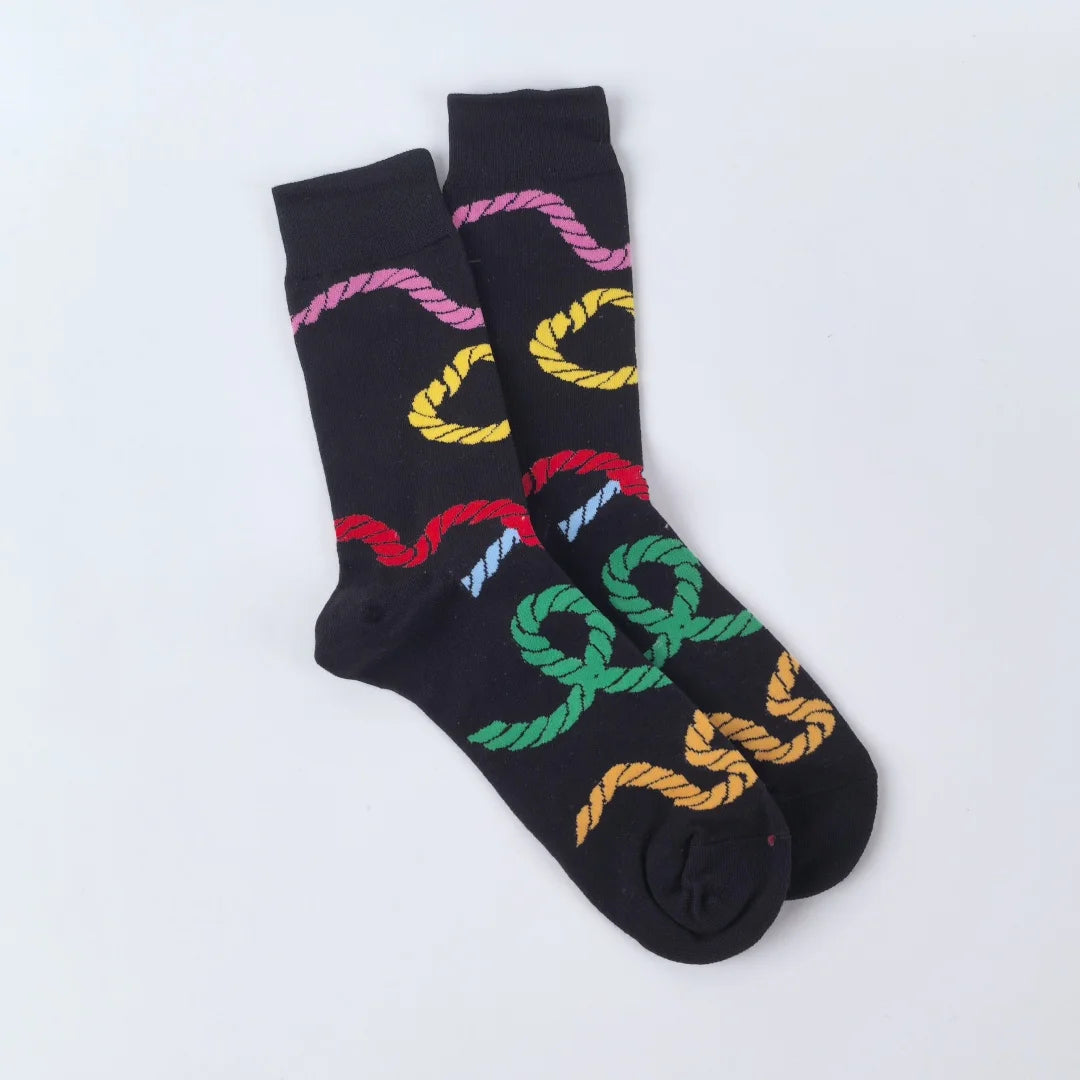 Cotton Blend Rope Pattern Mid Calf Crew Socks - 8