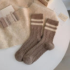 Polyester Elastane Striped Mid Tube Socks