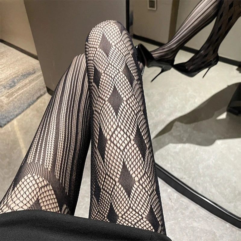 Nylon Elastane Floral Lace Fishnet Tights Pantyhose