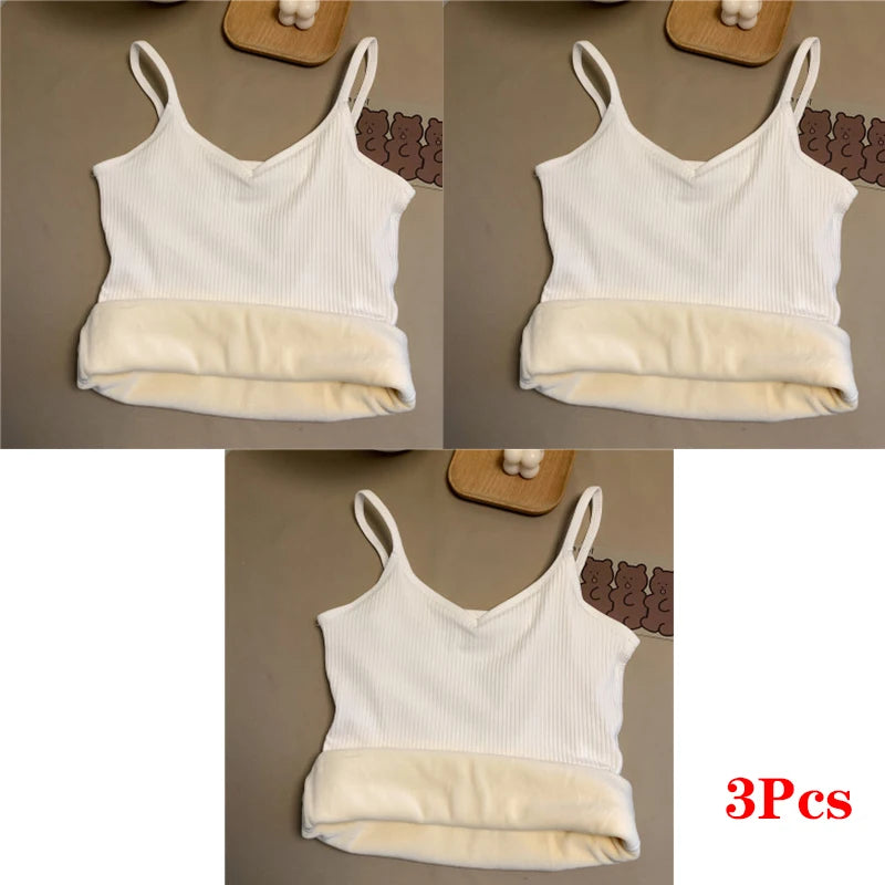 Nylon Sleeveless Velvet Lined Thermal Camisole Tank Top - 25