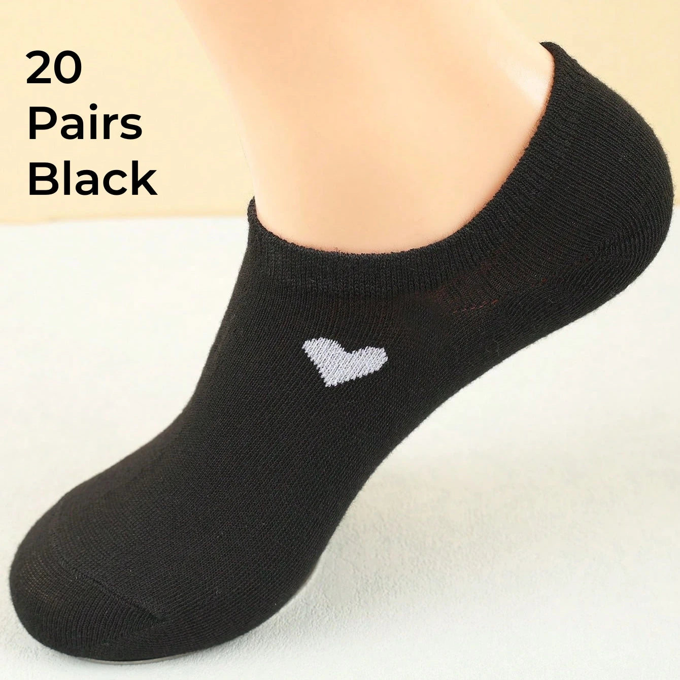 Polyester Elastane Low Cut No Show Heart Pattern Socks - 12