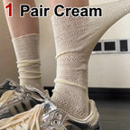 Lace Trimmed Polyester Elastane Casual Mid Tube Socks