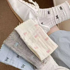 Polyester Blend Bow Pattern Mid Calf Socks Four Pack