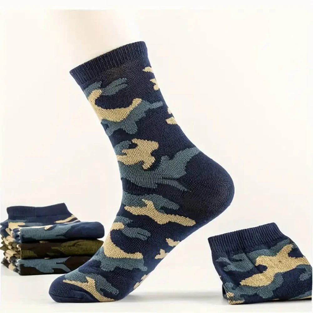 Polyester Elastane Camouflage Crew Socks