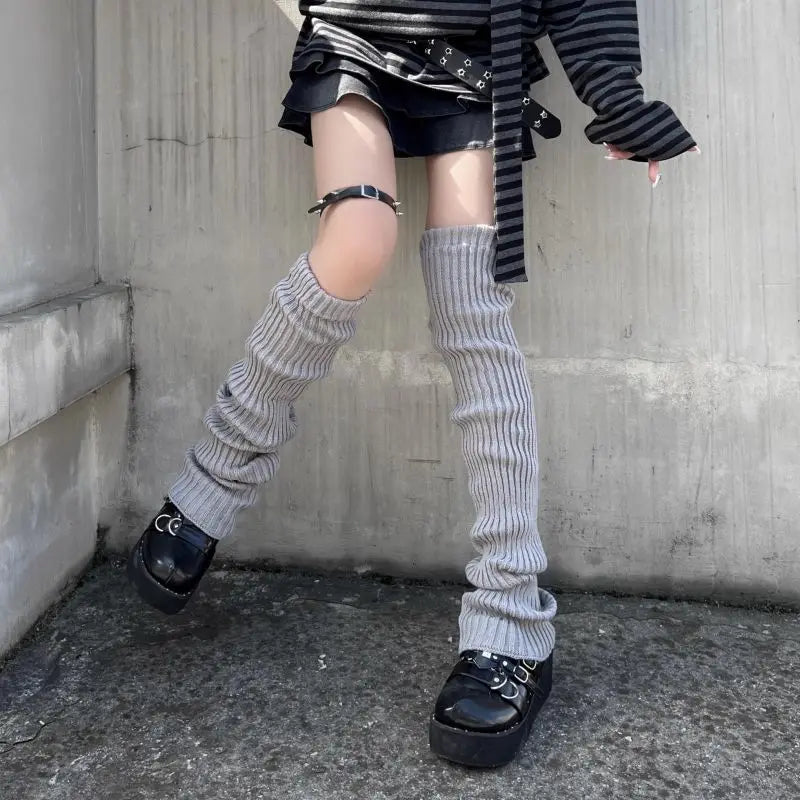 Knitted Cotton Blend Leg Warmers - 8
