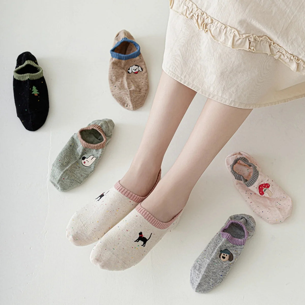 5 Pairs Polyester Elastane Women Low Cut Casual Socks - 2