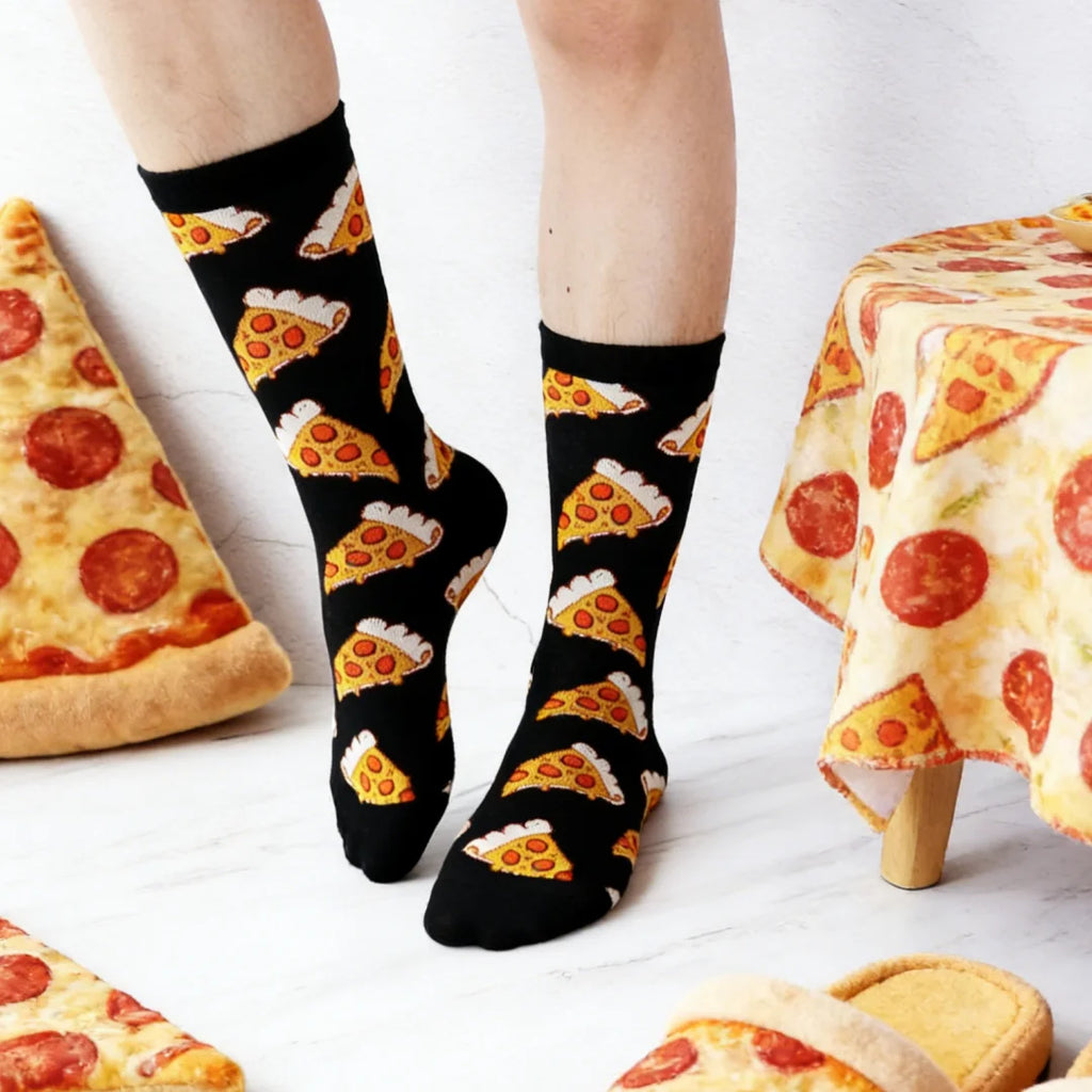 Unisex Pizza Printed Cotton Blend Casual Socks