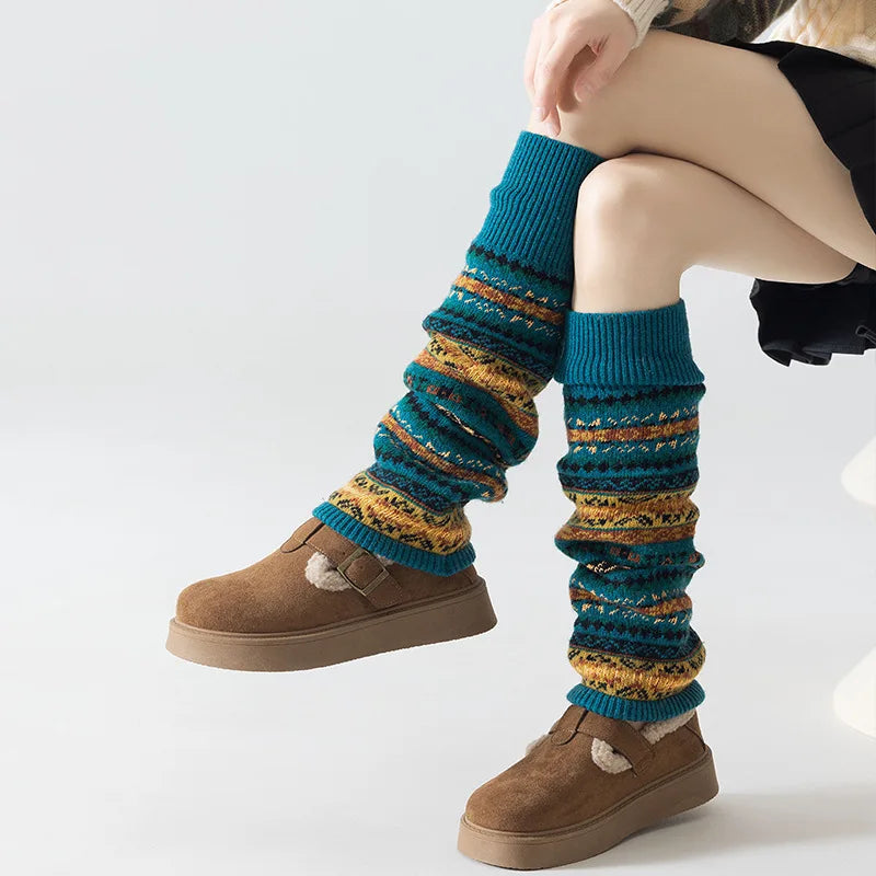 Polyester Bohemian Striped Leg Warmers - 9
