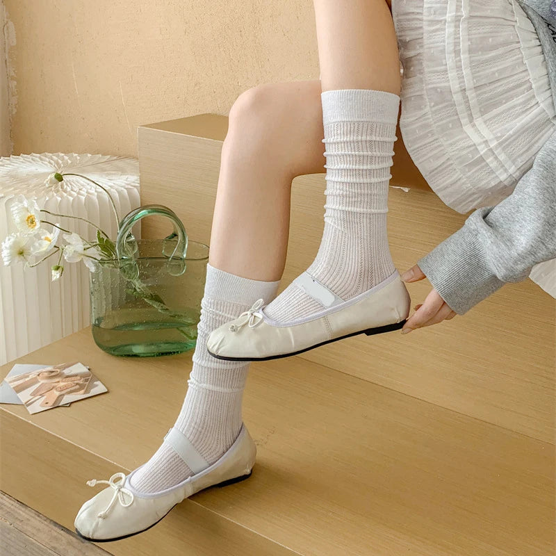 Cotton Blend Breathable Casual Socks For Women