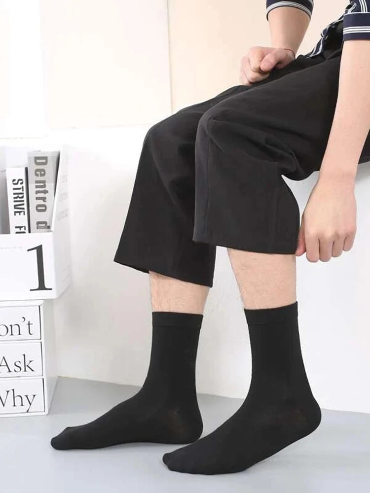 6 Pairs Polyester Spandex Mens Crew Socks