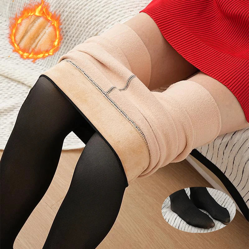 Polyester Elastane Fleece Lined Thermal Pantyhose