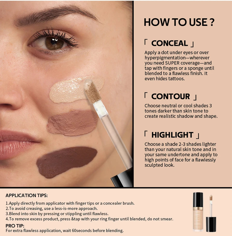 5 Color Liquid Face Concealer Waterproof Oil Control Foundation