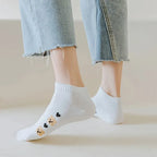 Polyester Elastane Cartoon Print Low Cut Casual Womens Socks