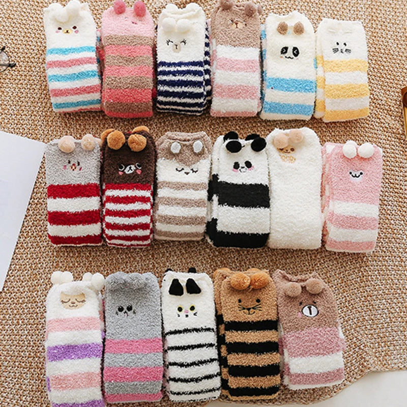 Polyester Elastane Cartoon Over Knee Floor Socks