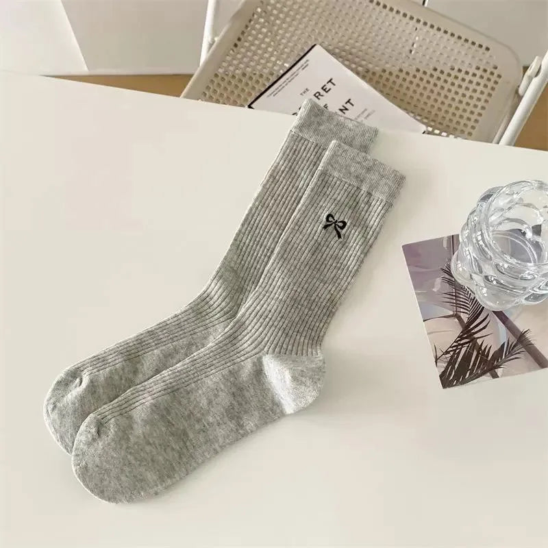 Polyester Blend Butterfly Pattern Casual Mid Length Socks 5 Pack