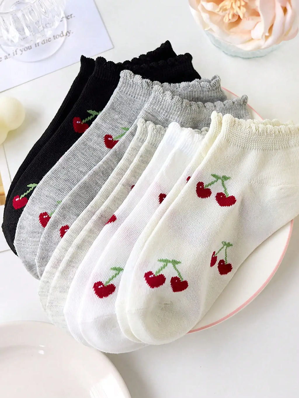 5 Pairs Women Polyester Elastane Casual Ankle Socks