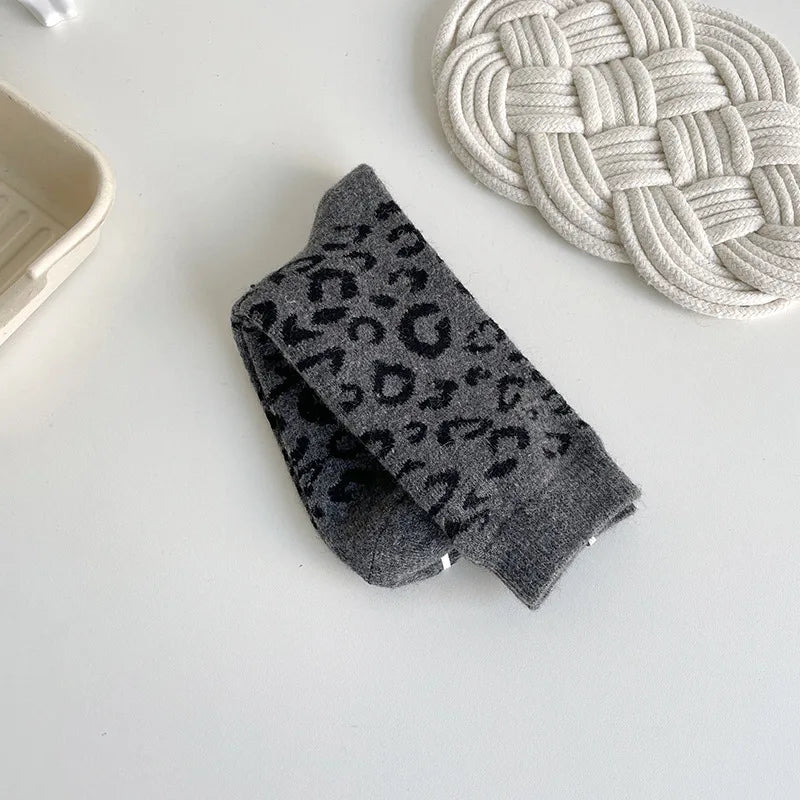Thick Wool Leopard Print Thermal Socks for Women