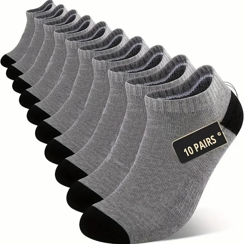 Polyester Elastane Low Cut Athletic Socks 10 Pack