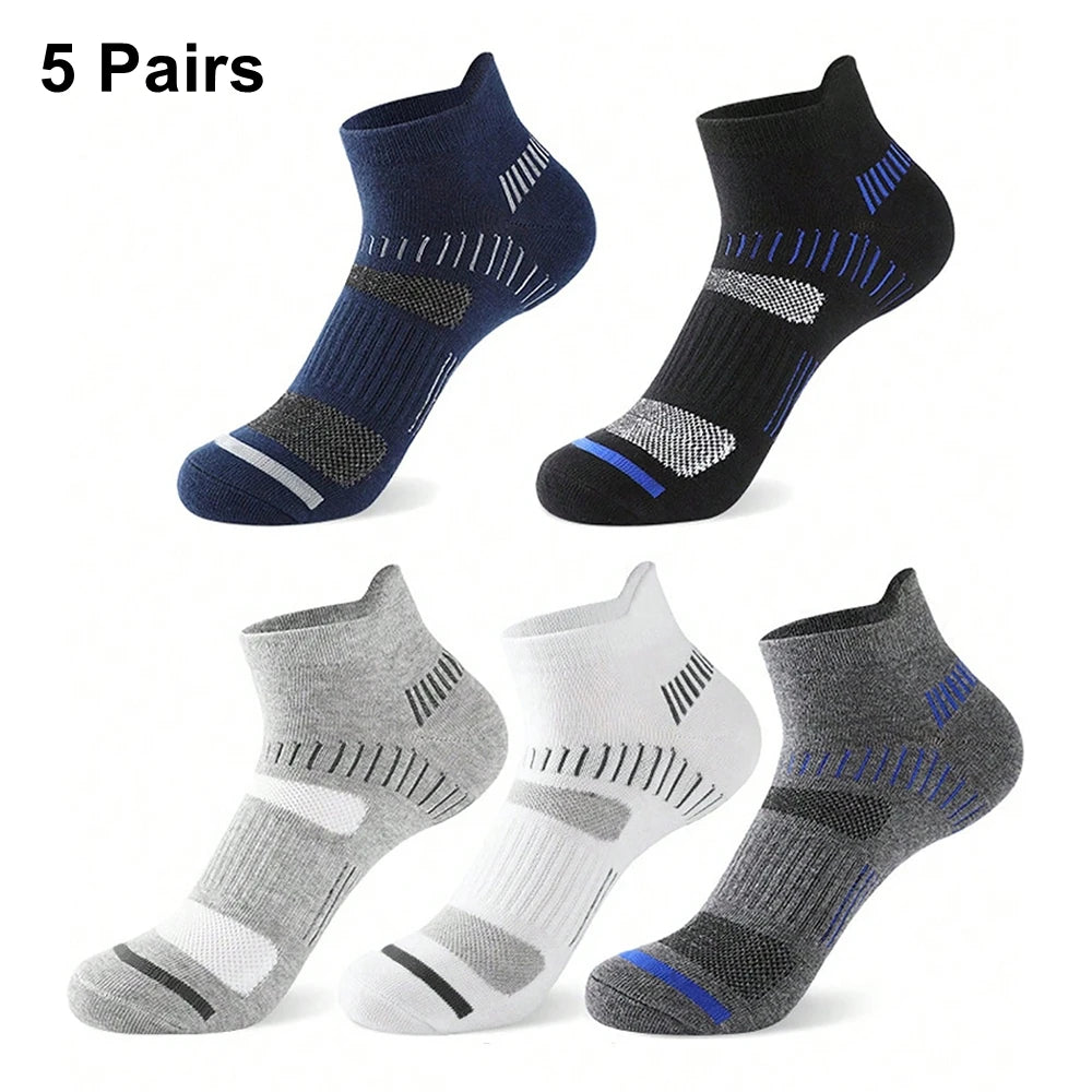 5 Pairs Polyester Elastane Knit Ankle Crew Socks