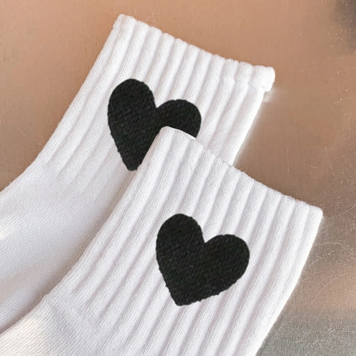 Polyester Elastane Heart Pattern Casual Crew Socks 5 Pack - 3