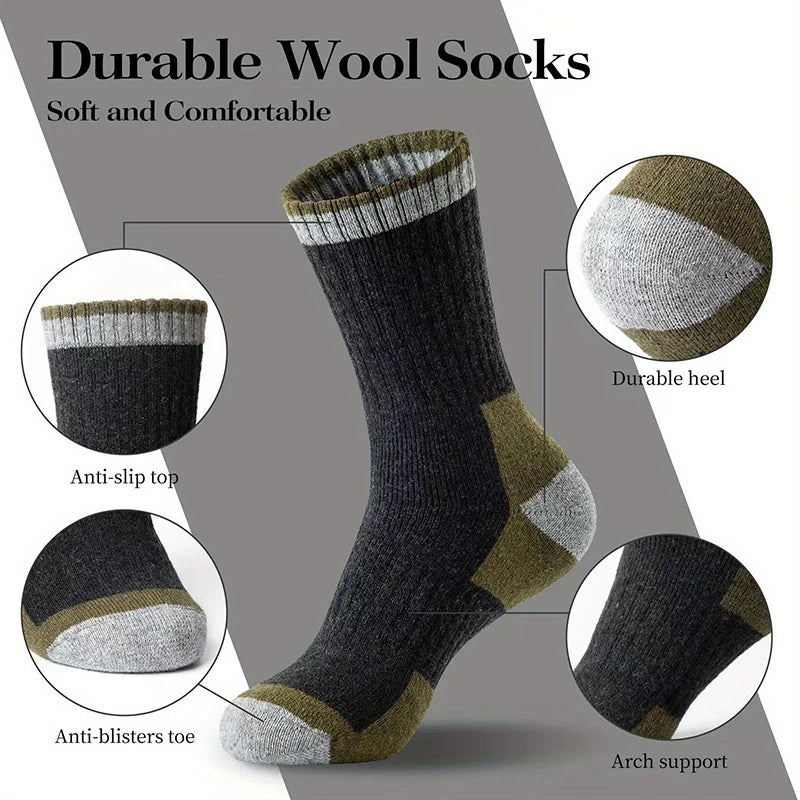 Thick Wool Blend Crew Socks for Winter Warmth