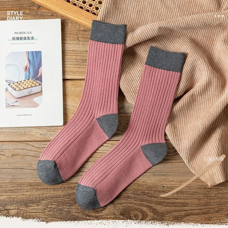 Polyester Elastane Women Crew Socks Japanese Style Set