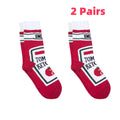 Cotton Blend Tomato Ketchup Print Crew Socks