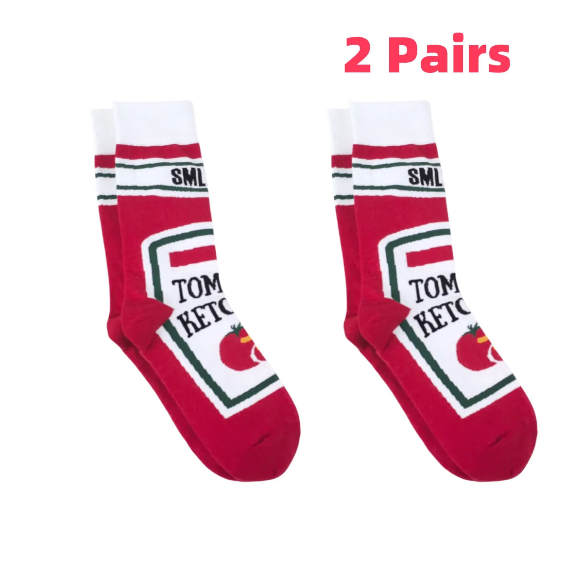 Cotton Blend Tomato Ketchup Print Crew Socks