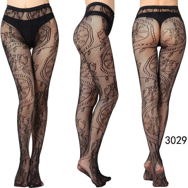 Nylon Spandex Jacquard Patterned Fishnet Pantyhose Tights