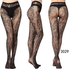 Nylon Spandex Jacquard Patterned Fishnet Pantyhose Tights