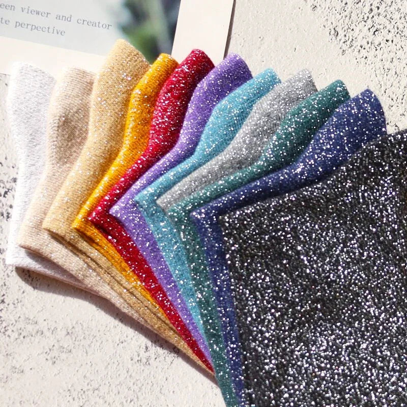 Shiny Metallic Cotton Blend Mid Tube Casual Socks