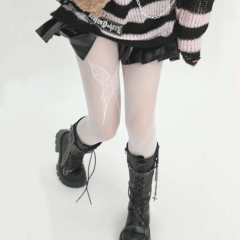 Nylon Mesh Ripped Fishnet Stockings - 20