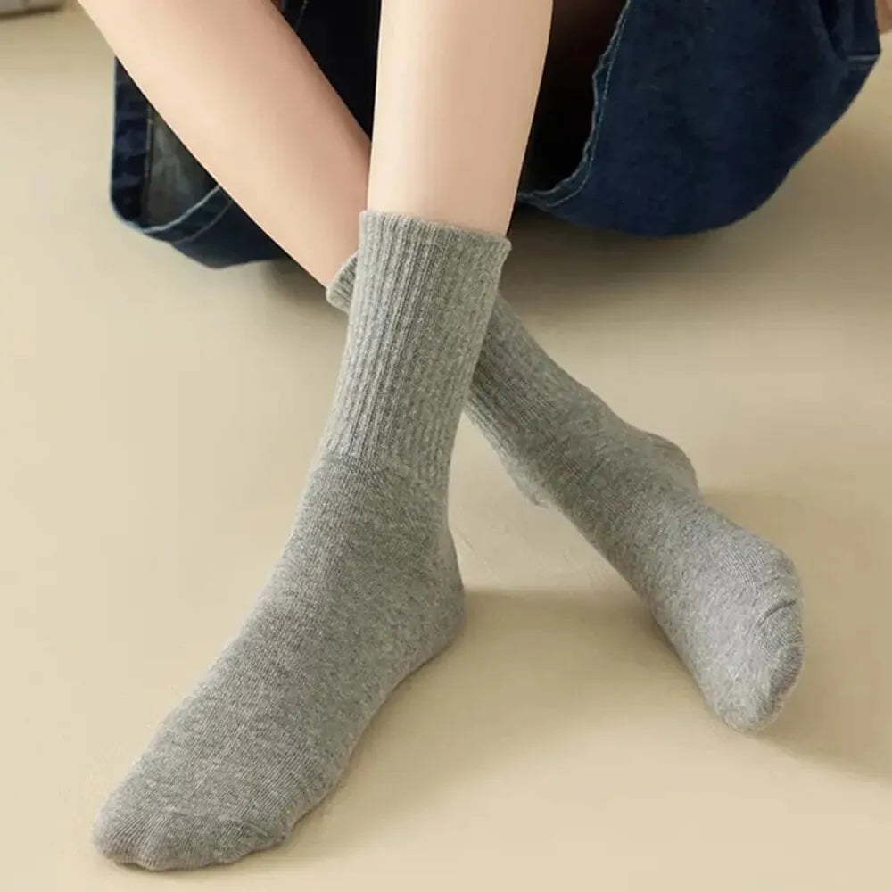 6 Pairs Polyester Spandex Crew Socks