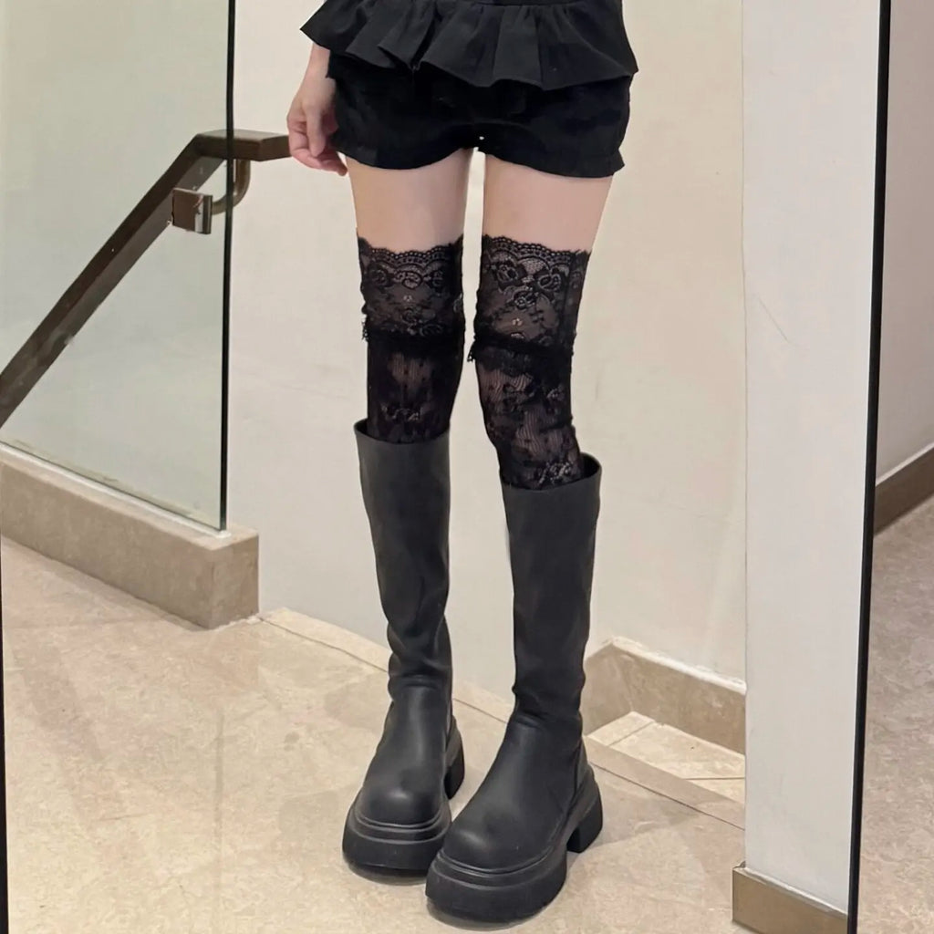 Floral Lace Over The Knee Stockings