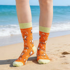 Cotton Blend Mid Calf Fox Pattern Casual Socks