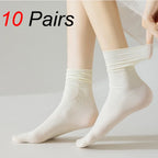 10 Pairs Women Polyester Elastane Mid Length Casual Dress Socks