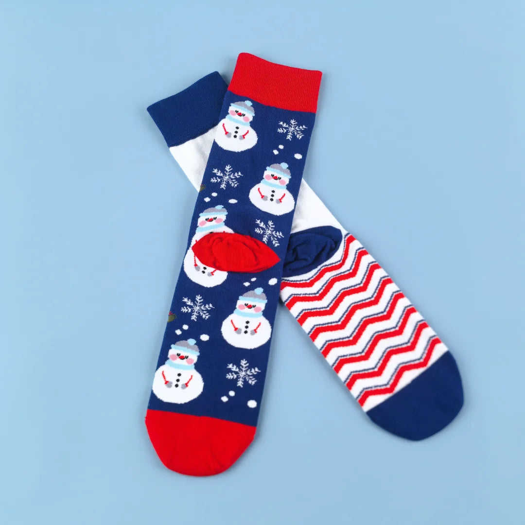 Cotton Blend Snowman Pattern Mid Calf Socks