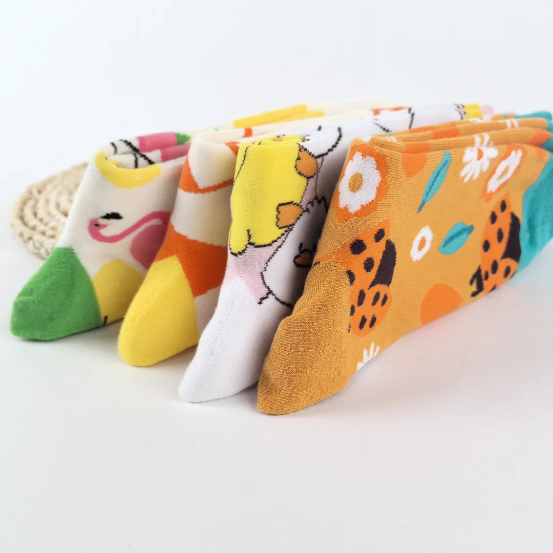 Cotton Blend Animal Pattern Mid Calf Socks for Women - 5