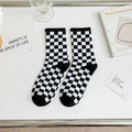 Cotton Blend Plaid Pattern Mid Tube Unisex Socks