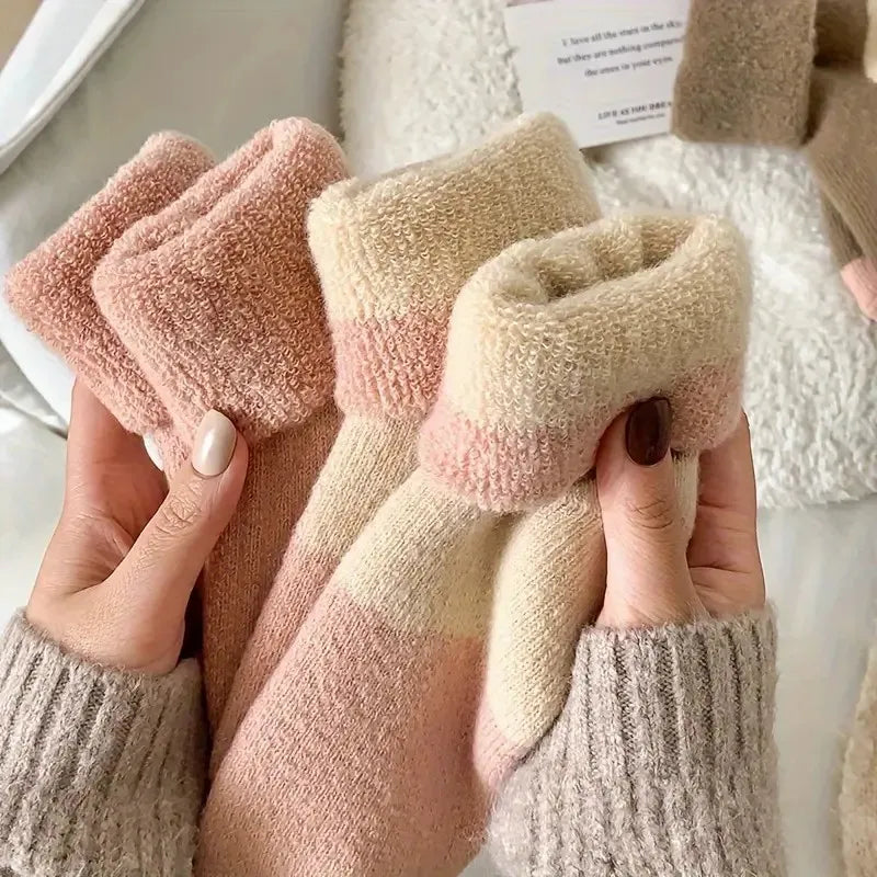 Thick Striped Plush Winter Socks for Women