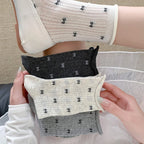 Polyester Spandex Bow Pattern Mid Tube Breathable Casual Socks